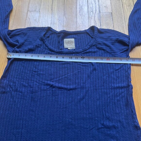 Chaser Size M Royal Blue Textured Waffle Knit Long Sleeve Scoop Neck Thermal Top - Picture 6 of 10
